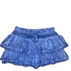 Blue Ruffled Mini Skirt